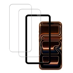 【新品】 HKKAIS ガラスフィルム iPhone 17 Pro 用の 日本旭硝子製素材 高い透過率 硬度9H 貼り付け簡単 強化ガラス フィルム ガイド枠付き【2 枚セット】 0