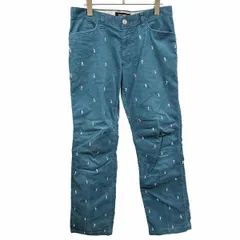 【中古】[印象BC] le coq sportif GOLF COLLECTION ルコックスポルティフ ゴルフコレクション コーデュロイパンツ メンズ 82 ターコイズブルー 青緑系×白 綿×ポリ 後ろセンターシーム ジップフライ ゴルファーの刺繍のサムネイル