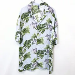 古着 エイチアンドエム H＆M DIVIDED アロハシャツ 花柄 フラワー オープンカラー 半袖 ボックスカット レーヨン100% S ネイビー系 メンズ 男性