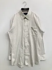 BRICK HOUSE ブリックハウス ビジネスシャツ M-80 ホワイト コットン 長袖 ストライプ柄 ボタンダウン レギュラーカラー