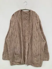 カーディガン/ボレロ F ベージュ ニット 無地 ミドル丈 長袖