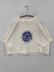 Tシャツ/カットソー F ホワイト 前面プリント バックプリント ショート丈 半袖 クルーネック(丸首)