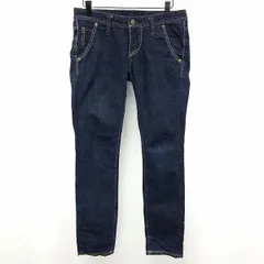 【中古】[印象AB] JOHNBULL ジョンブル パンツ / ジーンズ / ジーパン レディース M ブルー 青 綿100% デニム 少しテーパード 牛革パッチ ジップフライ