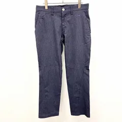 【中古】[印象AB] TIGORA ティゴラ パンツ メンズ 76 杢ネイビー ポリ×レーヨン×ナイロン×ポりウレタン ロゴ刺繍 ロゴパッチ ジップフライ ウエストの内側に滑り止め ゴルフ ストレート 強めのストレッチ ヘリンボーンのサムネイル