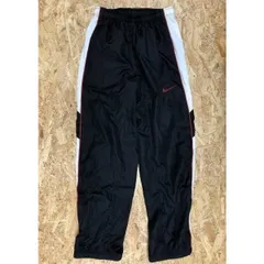 古着 NIKE ナイキ サイズ150 キッズ ジュニア スポーツパンツ ウエストゴム 刺繍ロゴ 裾ゴム ロング ポリエステル100% ブラック 黒×赤×白