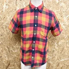 【中古】[印象AB] BEAMS ビームス メンズ S ピンク×紫×緑×青×オレンジ 綿100% コットン100% ダブルガーゼシャツ ブロックチェック柄 胸ポケット付き 長袖のサムネイル