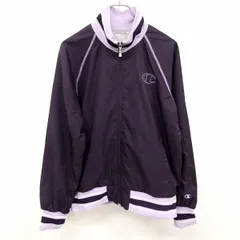 【中古】[印象AB] チャンピオン Champion 若干薄手 ジップアップ ジャケット ブルゾン 微起毛裏地 ラグラン 長袖 ポリ100% O XL パープル 紫 レディース 女性