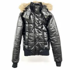 【中古】[印象AB] TOMMY GIRL トミーガール ジャケット / ブルゾン レディース S 黒 ポリ塩化ビニル100% ミニロゴ刺繍 リブハイネック ドットボタン×ジップ留め 内ポケット無し 中綿 ファーとフード脱着可 フライフロント 長袖のサムネイル
