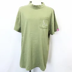 【中古】[印象B] TOROY トロイ Tシャツ / カットソー レディース M グリーンカーキ 緑系 綿100% ビッグシルエット ロゴ刺繍 モックネック 半袖 ポケットのサムネイル