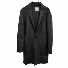 【中古】[印象AB] nano＆co ナノアンドコー チェスターコート レディース M 黒 ポリ×毛×アクリル×レーヨン×ナイロン×綿 ウエストの両側にポケットあり １つボタン留め ノーベント シャギー 裏地無し 無地 長袖のサムネイル