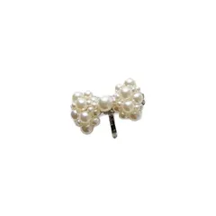 【新品】 [niana] リボンパールヘアカフ ヘアアクセサリー ポニーフック ヘアピン ヘアカフス クリップ ゴールド シルバー ホワイト シンプル パーティー 結婚式 披露宴 二次会 成人式 同窓会 シルバー F 1