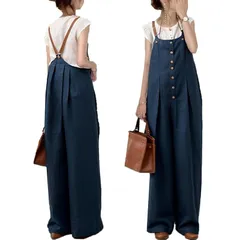 【新品】 [YINGDIE] オールインワン レディース サロペット ロングパンツ オーバーオール ジャンパーパンツ サロペットパンツ ワイドパンツ ズボン サスペンダー パンツ ガウチョパンツ ジャンパーズボン ボタン つり カジュアル マキシ 春夏秋冬 0