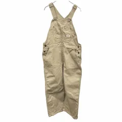 古着 ジャバ JaVa サロペットパンツ ワークパンツ テーパード ロゴパッチ 前立て無し(ファスナーなど無し) 綿100% M ベージュ レディース