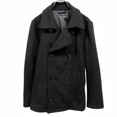 古着 アーバンリサーチ URBAN RESEARCH メルトン ピーコート Pコート 無地 ドット柄裏地 長袖 ウール×ポリ×アクリル×ナイロン L 黒 メンズ