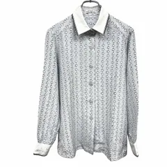【中古】[印象AB] NINA RICCI ニナリッチ シャツ / ブラウス レディース グレーブルー系 青系×白×黒 ポリ100% 薄手 鳥柄 長袖 ボックスカット ポケット無しのサムネイル