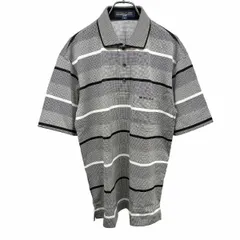 【中古】[印象A] BAY HILL CLASSIC RENOWN ベイヒルクラシック レナウン ポロシャツ メンズ M ブラック 黒×オフホワイト 綿100% ポケットに英字のロゴ刺繍 裾の両サイドにスリット ボーダー 半袖 胸ポケットのサムネイル