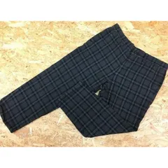【中古】[印象B] SHIPS シップス メンズ M 黒×グレー系×青 綿100% 若干厚手 テーパード チェック クロップドパンツ トラウザーズ ジップフライ ダブルのサムネイル