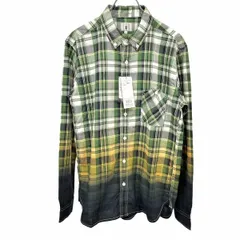 【新品/訳アリ】[印象NB] TK ティーケー シャツ メンズ M グリーン 緑×黄×紺×白 綿100% 少し薄手 チェック ボタンダウン 長袖 胸ポケットのサムネイル