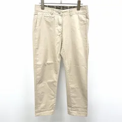 古着 プラステ PLST テーパードパンツ ストレッチ 少し薄手 ウエストと裾にチェック柄裏地 綿×ポリウレタン 2 ベージュカーキ レディース