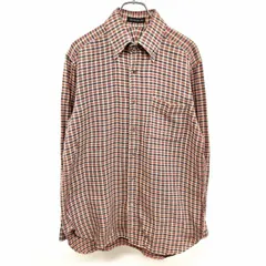 【中古】[印象AB] TOMORROWLAND トゥモローランド ネルシャツ メンズ 40 (15_3/4) ブラウン×ベージュ×ネイビー 綿100% ドゥエボットーニ 胸ポケット付き ロングテール ソフトネル チェック 長袖のサムネイル