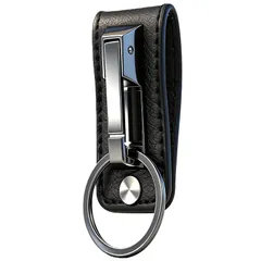 【新品】 [Liangery] キーホルダー メンズ ベルト通しフック 人気 車キーリング付き 鍵 スマートキークリップ 紛失防止 キーチェーン レザー カラビナ ベルトループ 革 おしゃれ 高級 便利 簡単 釣り 登山 プレゼント ギフト (black  1