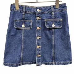 【中古】[印象AB] ZARA TRAFALUC ザラ トラファルック ミニスカート レディース S ブルー 青 綿100% デニム フロントボタン留め ロゴパッチ 裏地無しのサムネイル
