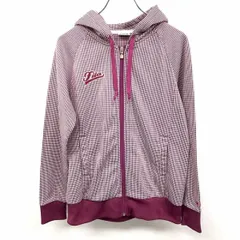 古着 フィラ FILA ジップアップ ジャケット パーカー ブルゾン 総柄 ロゴ刺繍 長袖 ポリ100% M ピンクパープル パッションピンク系 レディース