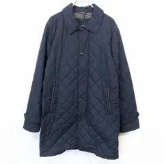 【中古】[印象AB] LANDS END ランズエンド キルティングコート メンズ M ネイビー 紺 ポリ100% 若干薄手 中綿 ステンカラー ドットボタン 長袖のサムネイル