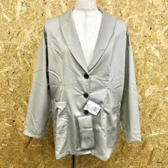 【新品】[印象N] NICE CLAUP ナイスクラップ レディース F くすみライトグリーン系 ポリ×綿 薄手 シャツジャケット ショールカラー ボタン留め 長袖のサムネイル
