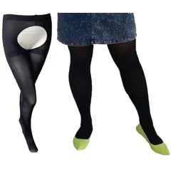 【新品】 [NAKAMAJITA] 3L-8L 通気性 サスペンダー タイツ 80D 大きいサイズ ブラック ゆったり なめらかタッチ 穴あき オープンクロッチ (3L-4L, ブラック) 0