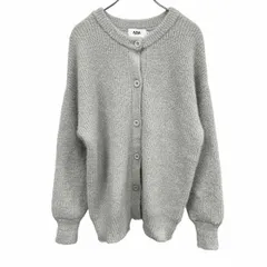 古着 アズールバイマウジー 光沢感 丸首カーディガン リブニット ボタン留めセーター 無地 長袖 ナイロン×ポリ M グレー系 レディース