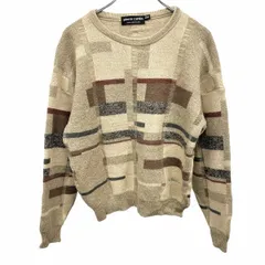 【中古】[印象AB] pierre cardin ピエールカルダン ニット / セーター レディース SSM ベージュ ベージュ×カーキ×紺×緑×茶×赤 ジャカード スクエア柄 長袖のサムネイル