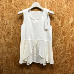 【新品/訳アリ】[印象NB] CLOCHE クロシェ レディース 02 オフホワイト 綿×レーヨン×ポリウレタン ノースリーブカットソー 裾シフォン タンクトップ 無地 Uネックのサムネイル