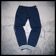 adidas トラックパンツ S ネイビー ロゴ刺繍 climalite ストリート ジャージ