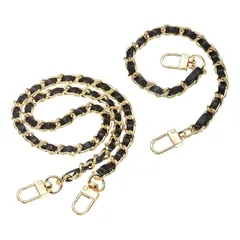 【新品】 uxcell チェーンストラップ2個セット、12インチ＆24インチ 鉄製レザーバッグチェーンストラップ バックル付き ハンドバッグショルダー用 クロスボディバッグ用（黒、金）