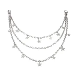 【新品】 ウォレットチェーン スター チャーム 星 腰 アクセサリー ウエスト チェーン ヒップホップ 装飾 衣装 レディース メンズ シルバー 0