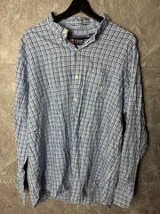 チャップス ラルフローレン チェックシャツ XL 青 黒 ブルー ブラック 長袖シャツ アメカジ 00s ゆるだぼ 古着 ビンテージ ヴィンテージ 90年代