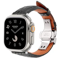 【新品】 [Ｘｒｅｉｓｉ] コンパチブル apple watch バンド44MM 45MM 46MM 49MM ワニ革/ビジネス用 アップルウォッチ ベルトプッシュ式 Ｄバックル 手作りApple Watch Ultra3/2/1, Series11/10 0