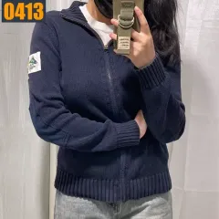 95 POLO ポロラルフローレン ネイビージップアップニット M