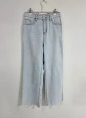 ライトブルー ハイウエスト ワイド デニム フィット M