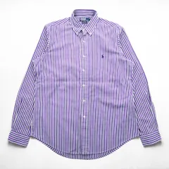 Polo Ralph Lauren 90年代 ヴィンテージ CUSTOM FIT 長袖 ストライプシャツ L ボタンダウン ロゴ 刺繍 DRESS SHIRT