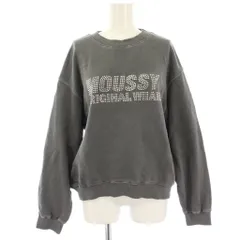 マウジー MOUSSY スウェット トレーナー ロゴ ストール装飾 USED加工 長袖 F グレー /HN