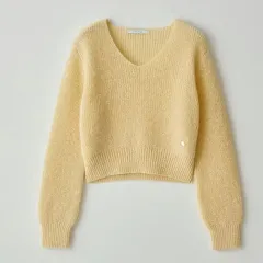 TANNAT モヘア ウール ニット V-neck kid mohair knit yellow