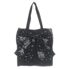 メゾンドフルール Maison de FLEUR. 透けるお花のリボンバッグ トートバッグ 黒