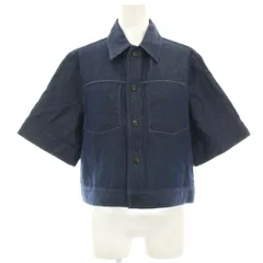 マカフィー MACPHEE トゥモローランド 24SS リアクティブデニムハーフスリーブシャツ ブラウス 五分袖 麻 リネン混 36 紺 ネイビー 12014201540 /HN