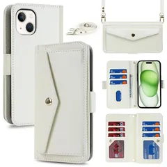 【新品】 Eastwave for iPhone 15 Plus ケース ショルダー クロスボディアイフォン 15plus 留め具 肩がけ 首掛け 斜め掛け カードケース for iPhone15 Plus 手帳型 携帯 ケース case 財布型 カード収 1