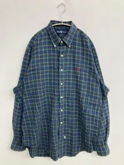Ralph Lauren ラルフローレン シャツ/ブラウス XL グリーン コットン チェック柄 ワンポイント ミドル丈 長袖 ボタンダウン