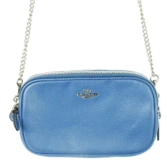 コーチ COACH ショルダーバッグ ポシェット レザー 革 ロゴ チェーンストラップ 2ルーム 青 ブルー /CK23 ■GY18