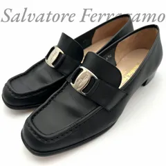 【B5023】 Salvatore Ferragamo サルヴァトーレフェラガモ ガンチーニ ローファー レザー ブラック イタリア製