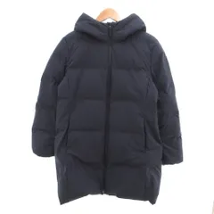 ユニクロ UNIQLO 美品 ダウンコート フード ミドル ハーフ丈 XL 紺 ネイビー /SJ ■ECD001のサムネイル